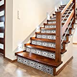 funlife 14 Strips Stair Risers Stickers, Peel and Stick Vinyl Staircase Sticker Decals Decor for Stair Steps, 39.37"x7.09", Moroccan Pattern