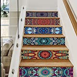 funlife 14Pcs Peel and Stick Contact Paper Stair Stickers, Self-Adhesive Staircase Riser Decal for Steps, 7.08"x39.37" Mandala Style