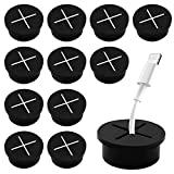 Anvin 12 Pack Cable Cord Rubber Grommet 3/4 Inch Wire Hole Cover Desktop Cables Organizer Wire Holder Plug Grommet Wire Protection Cable Pass Through for Office PC Desk Hiding Cables- Black