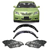 Autoelementss New Front Fender Liners Right Passenger & Left Driver Side + Engine Splash Shield Undercover for 2007-2009 Toyota Camry Direct Replacement 5144206050 5144106060 5387506060 5387606060