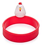 MSC International Doodle Doo, Nonstick 50666 Joie Eggy 3.5" Non-Stick Silicone Compact Egg Ring with Folding Handle, Red