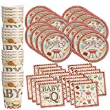 Birthday Galore Baby-Q Baby Shower Party Supplies Set Plates Napkins Cups Tableware Kit for 16