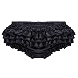 ACSUSS Men's Satin Frilly Thong Sissy Crossdress Bloomer Ruffled Skirted Panties Type A Black XX-Large