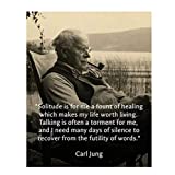 Carl Jung Quotes Wall Art-"Solitude is a Fount of Healing"- 8 x 10"-Typographic Portrait Print-Ready to Frame. Home-Class-Office Décor. Philosophical & Inspirational Poster Print for Students!