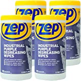 Zep Industrial Purple Heavy-Duty Degreasing Wipes - 65 Count (Case of 4) - ZUINDPRPL65 - Dissolves Oil, Grease and Adhesives Fast