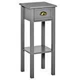 HOMCOM 2-Tier Night Stand with Drawer, Narrow End Table with Bottom Shelf, for Living Room or Bedroom, Grey