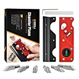 ONKEL.J Chamfer Plane with Backer Woodworking Hand Planer for Quick Edge Planing and radian Corner Plane Trimming,7 Types of Cutter Heads (Red with 7pcs Cutter)