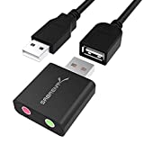 SABRENT Aluminum USB External Stereo Sound Adapter for Windows and Mac. Plug and Play No Drivers Needed [Black] (AU-EMCB)