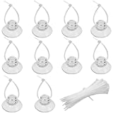 Pawfly 10 Pack Suction Cups with 20 Pieces Adjustable Zip Ties for Aquarium Fish Tank Binding Moss Shrimp Dodging Nest