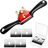 Minatee 6 Pieces Adjustable Spokeshave Set 1 Piece Adjustable Spokeshave with Flat Base and 5 Pieces Metal Blade Wood Working Hand Tool for Wood Craft Wood Carver and Wood Working (9 Inch)