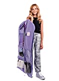 Waterproof Hanging Garment Bag 40 inch Clothes Bag with Gusset, 5 Pockets & Side Zip for Dance Costumes, Sports, Skating, Theatre, Beauty Pageants & More by Kendall Country, Lavender Purple