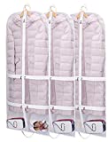 SLEEPING LAMB 50 Clear Garment Bags Hanging Clothes Bags for Closet Storage with Pockets for Dresses, Suits, Coats, Costumes, Clothing, 3 Packs, White