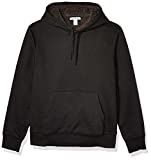 Amazon Essentials Men's Sherpa Lined Pullover Hoodie Sweatshirt, Black, Large