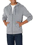 Amazon Essentials Men's Full-Zip Hooded Fleece Sweatshirt, Light Grey Heather, Medium