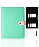 Refillable Notebook A5 Binder 6 Rings Spiral Journal Leather Diary for Work Womens Daily Planner with Pen Holder & Stickers for Girls Lined Paper Journal, Green