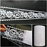 Wallpaper Border Stick and Peel - Transparent Floral Lace Wallpaper Mirror Glass Decor Tile Removable Waterproof Window Stickers, 393.7" x 3.9 Inches Wide
