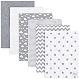 Burp Cloths 6 Pack Large 100% Cotton Washcloths Double Layered Burping Cloths Extra Absorbent and Soft for Boys and Girls by Comfy Cubs (Grey Pattern, Pack of 6)