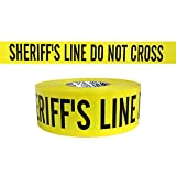 Presco Premium Printed Barricade Tape [3 mil thick]: 3 in. x 1000 ft. (Yellow with Black"SHERIFF'S LINE DO NOT CROSS" printing) [NON-ADHESIVE]