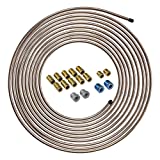 4LIFETIMELINES 25 ft 1/4 True Copper-Nickel Alloy Non-Magnetic Brake Line Replacement Tubing Coil and Fitting Kit, 16 Fittings Included, Inverted Flare, SAE Thread, 0.028 inch wall thickness