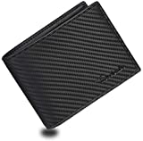 Travelambo Genuine Leather RFID Blocking Wallets Mens Wallet Bifold Left ID (Carbon Black)