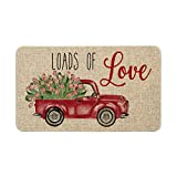 Artoid Mode Loads of Love Watercolor Flower Truck Decorative Doormat, Seasonal Holiday Valentine's Day Anniversary Wedding Low-Profile Yard Floor Switch Mat for Indoor Outdoor 17 x 29 Inch