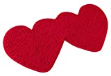 AnyDesign Valentine's Day Doormat Double Heart Design Decorative Entrance Mat Red Chenille Welcome Mat Non Slip Washable Floor Mats for Indoor Outdoor Decoration, 31.5 x 15.7inch