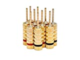 Monoprice 9438 Gold Plated Speaker Pin Plugs - 5 Pairs - Pin Screw Type, For Speaker Wire, Home Theater, Wall Plates And More