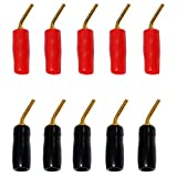 10 Pack 2mm Banana Plug Pin Screw Type Adapter, 2mm Audio Speaker Cable Connector, Copper Gold Plated 2mm Banana Plug Curved Pin Screw Wire Male Connector, Black & Red Bend Banana Tip Adapter