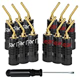 GearIT Pin Banana Plugs for Speaker Wire (6 Pairs, 12 Pieces), 2mm Pin Plug Screw Type, 24K Gold Plated Connectors (Support 12 AWG to 20 AWG Wires)