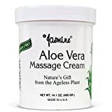 Jasmine Aloe Vera Massage Cream. Keep Your Face and Body Fresh and Soft with Anti-Aging Therapy Cream. Have Deeply Moisturized and Nutrition on Your Skin. Organic Aloe Vera Extract. [400 g / 14.1 Oz]