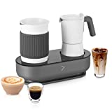 SEVEN&ME Espresso Machine with Milk Frother Coffee Maker Electric Moka Pot 60ml Single Serve Barista-Quality Latte Cappuccino Macchiato with One-Click Operation Expresso Coffee Machines at Home