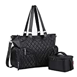 V-COOOL Breast Pump Tote Bag with Breastmilk Cooler Bag, Large Capacity for 14" Laptop, Diaper Bag for Working Moms(Black)