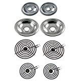 KITCHEN BASICS 101 316048413 and 316048414 Replacement Chrome Drip Pans and Burner Surface Elements MP22YA MP21YA MP15YA