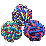 Wellbro Pet Chew Toy, Knots Weave Cotton Rope, Biting Small Ball for Dogs & Cats, 3 in One Pack