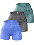 OQQ 3 Piece for Women Yoga Shorts Workout Athletic Seamless High Wasit Gym Leggings DarkGreen Grey Blue