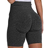 MOHUACHI Womens High Waisted Tummy Control Workout Yoga Shorts Butt Lifting Seamless Shorts Compression Short Tights (Gray, Small)