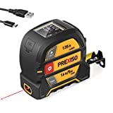PREXISO 2-in-1 Digital Laser Tape Measure, 135Ft Rechargeable Laser Distance Meter Color Display & 16 Ft AutoLock Measuring Tape with Magnetic Hook, Multi-Measurement Modes Ft/Inch/Fractions/M/mm