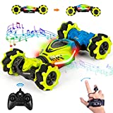 Fosgoit Gesture RC Car Remote Control Car Toy Gifts for Kids 4WD 2.4GHz Gesture Sensor RC Stunt Car 360° Flips Double Sided Rotating with Light Music Mini Deformation Toy Car for Boys Girls Ages 6-12