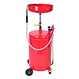 Aain 18 Gallon Portable Waste Oil Drain, Air Operated Industrial Fluid Drain Tank With Wheel, Adjustable Funnel Height, Red