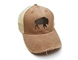 Trucker Hat - Buffalo Silhouette - Adjustable Men's/Unisex Distressed Trucker Hat Buffalo Hat - 3 Color Options