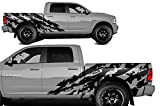 Factory Crafts Shred Side Graphics Kit 3M Vinyl Decal Wrap Compatible with Dodge Ram 5.7 Bed 2009-2018 - Matte Black