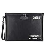 Fireproof Document Bag with Lock, ZOOPIP 14.3"x10.2" Fireproof and Waterproof Money Bag with Zipper Closure, Storage Pouch for A4 Letter Size Document, Cash, Cell Phone, Tablet, Credit Card,Passport