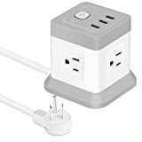 Power Strip with 4 Outlets 3 USB Ports, BEVA Cube Extension Cord Flat Plug Small Desktop Charging Station with 5ft Power Cable Multi Protection for Travel, Cruise Ship, Office, Dorm Room