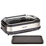 PowerXL Smokeless Grill with Tempered Glass Lid with Interchanable Griddle Plate and Turbo Speed Smoke Extractor Technology. Make Tender Char-grilled Meals Inside With Virtually No Smoke… (Stainless with Grill Plate)