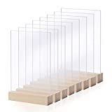 TLunlove Acrylic Sheets with Wood Stands, Clear Acrylic Sign Blank for Crafts, Acrylic Table Numbers for Wedding Party, Acrylic Plaque with Holder 8 Pack 5x7 Inch