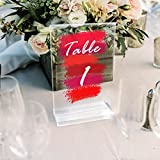 AerWo 20 Pack Acrylic Wedding Table Numbers with Stands, 4 x 6 Inch Blank Clear Acrylic Signs Table Numers Holder for Wedding Reception Wedding Table Decorations