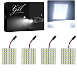 Super White Energy-saving 5050 48-SMD LED Panel Dome Light Auto Car Interior Reading Plate Light Roof Ceiling Interior Wired Lamp+T10 BA9S Festoon Adapter-4pcs