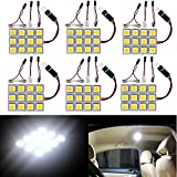 Everbright Led Dome Light Panel Interior Car Lights Auto Dome Light Map Lights with T10 194/BA9S 1895/211-2 578 DE3175 Led Festoon Adapters White, Pack of 6