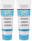 Advanced Clinicals Dark Spot Therapeutic Cream with Vitamin C. Hydroquinone Free. For Age Spots, Blotchy Skin. Face, Hands, Body. Large 8oz Tube. (Two - 8oz)