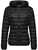 Wantdo Women's Hooded Packable Ultra Light Weight Short Down Jacket Black 2XL